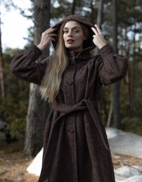 "Aneta" maxi coat in brown pure wool PRE ORDER (end of November)