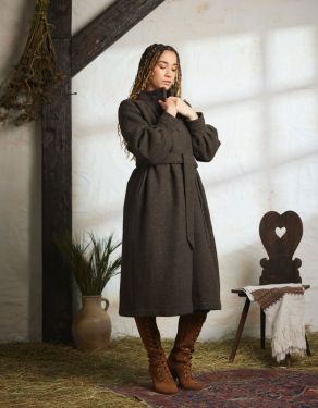 "Aneta" maxi coat in moss green pure wool PRE ORDER (end of November)