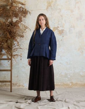 "Annie" vegan linen wool jacket steel blue