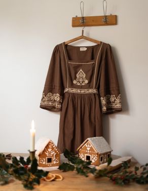 "Astrid" embroidered dress gingerbread inspired