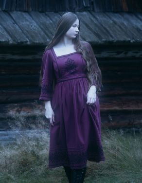 "Austra" embroidered dress plum