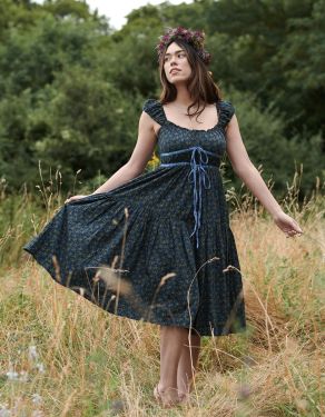 "Ebely" summer dress with berries charcoal limited edition