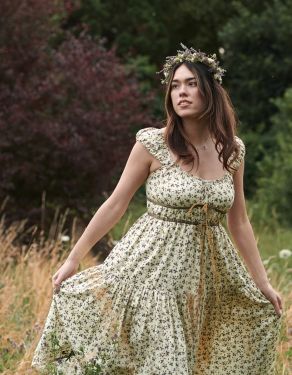 "Ebely" summer dress with berries ivory limited edition