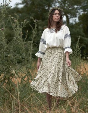 "Ebely" skirt with berries ivory limited edition