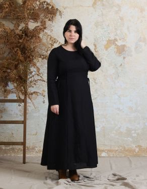 "Elina" black linen maxi dress