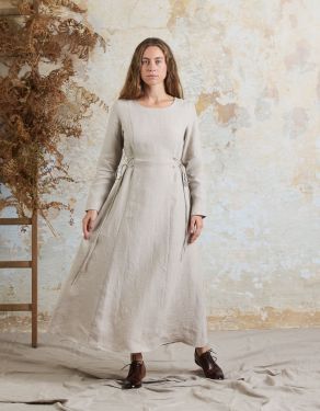 "Elina" natural linen maxi dress