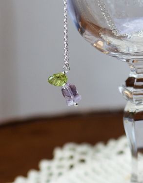 Sterling silver "Fleur" necklace with amethyst and peridot