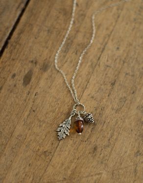 "Autumn" silver and amber necklace