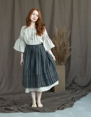 "Lina" brown striped linen skirt