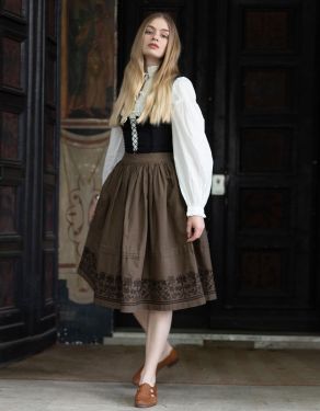 "Mivilud" embroidered midi skirt buckwheat