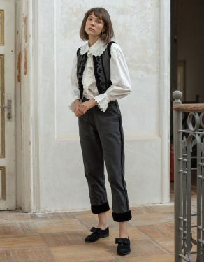 "Tanya" charbon and velvet trousers