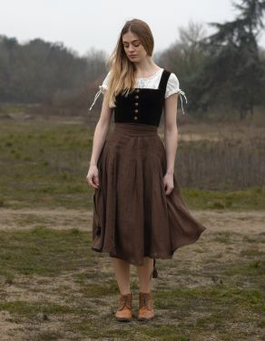 "Vineta" linen midi skirt chestnut