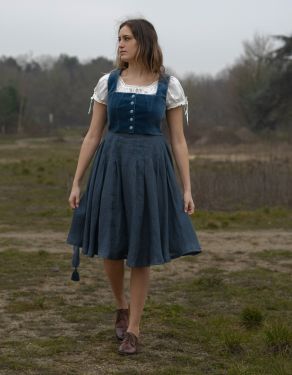 "Vineta" linen midi skirt skandi blue