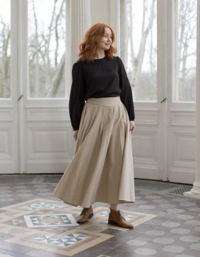 'Vineta" natural undyed linen maxi skirt