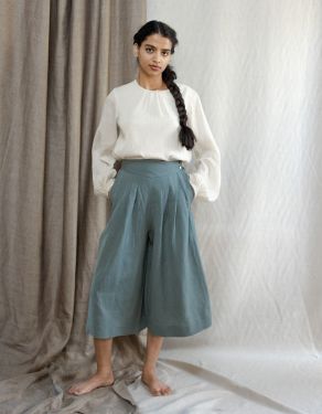 "Vivika" palazzo midi pants sage green