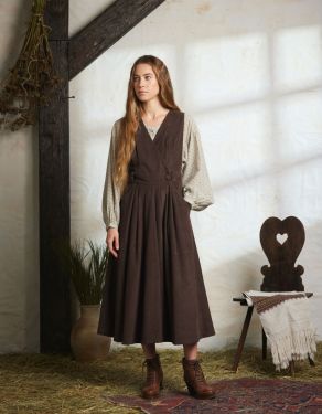 "Yana" corduroy jumper dress chestnut