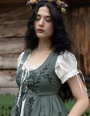 "Gisela" embroidered over dress sage