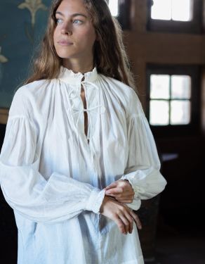 "Pia" white cotton voile blouse