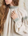 Embroidered linen blouse mint